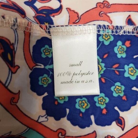 Francesca’s Blue Rain Colorful Artsy Patterned Blouse Small - Picture 7 of 8